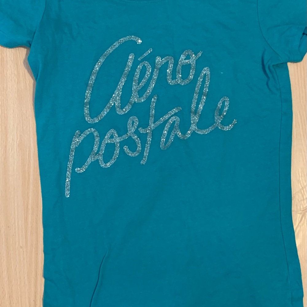 Womens Aeropostale Shirt Blue Glitter